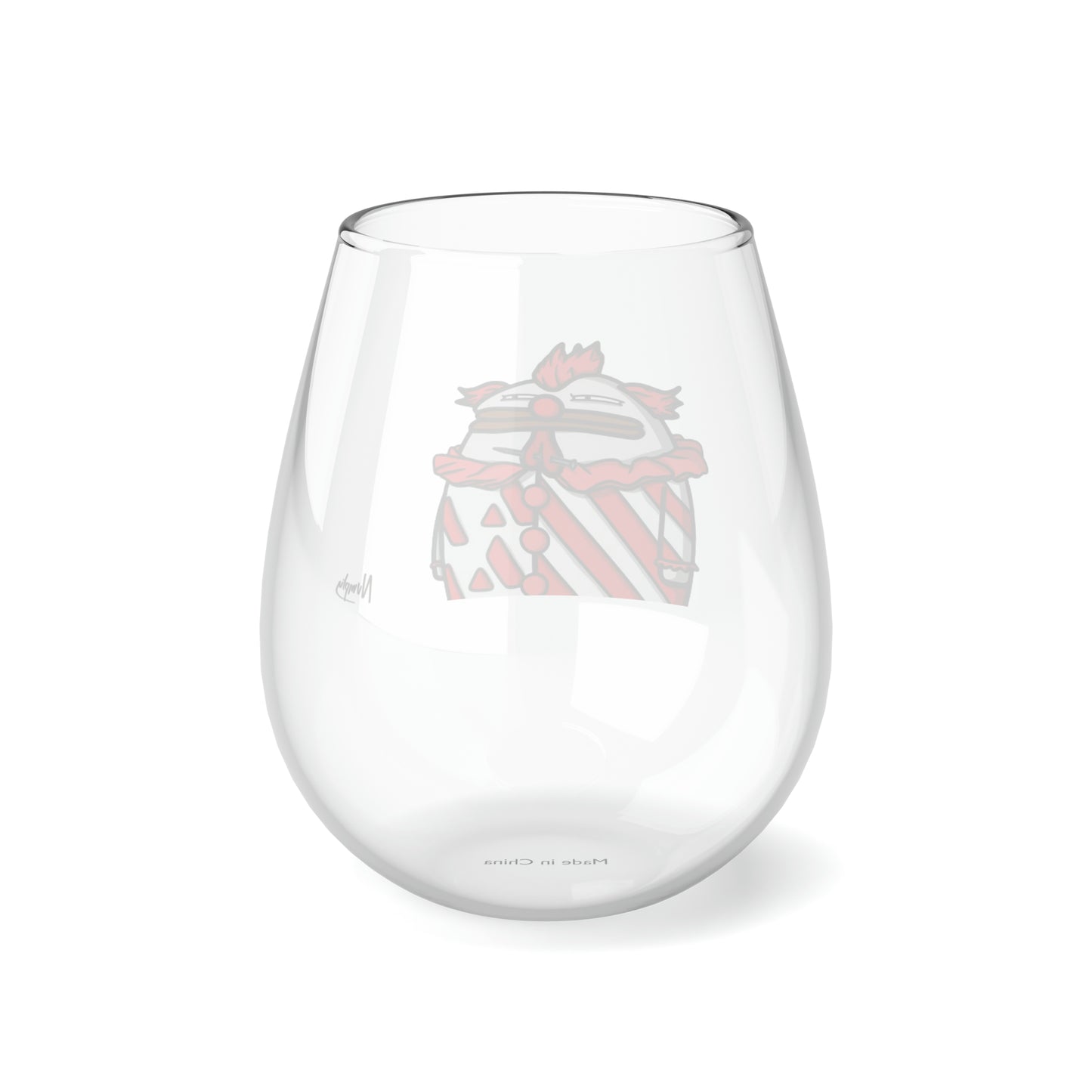 Pepe Portraits COQ INU, Black Text by Numpty Stemless Wine Glass, 11.75oz #Clown by Numpty