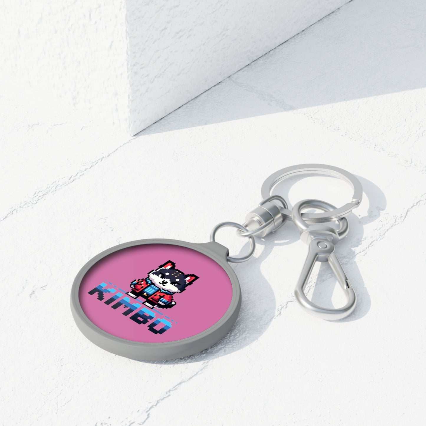 KIMBO Keyring Tag COQ INU 0x420 Pink back ground #KIMBO Blue By Nifty