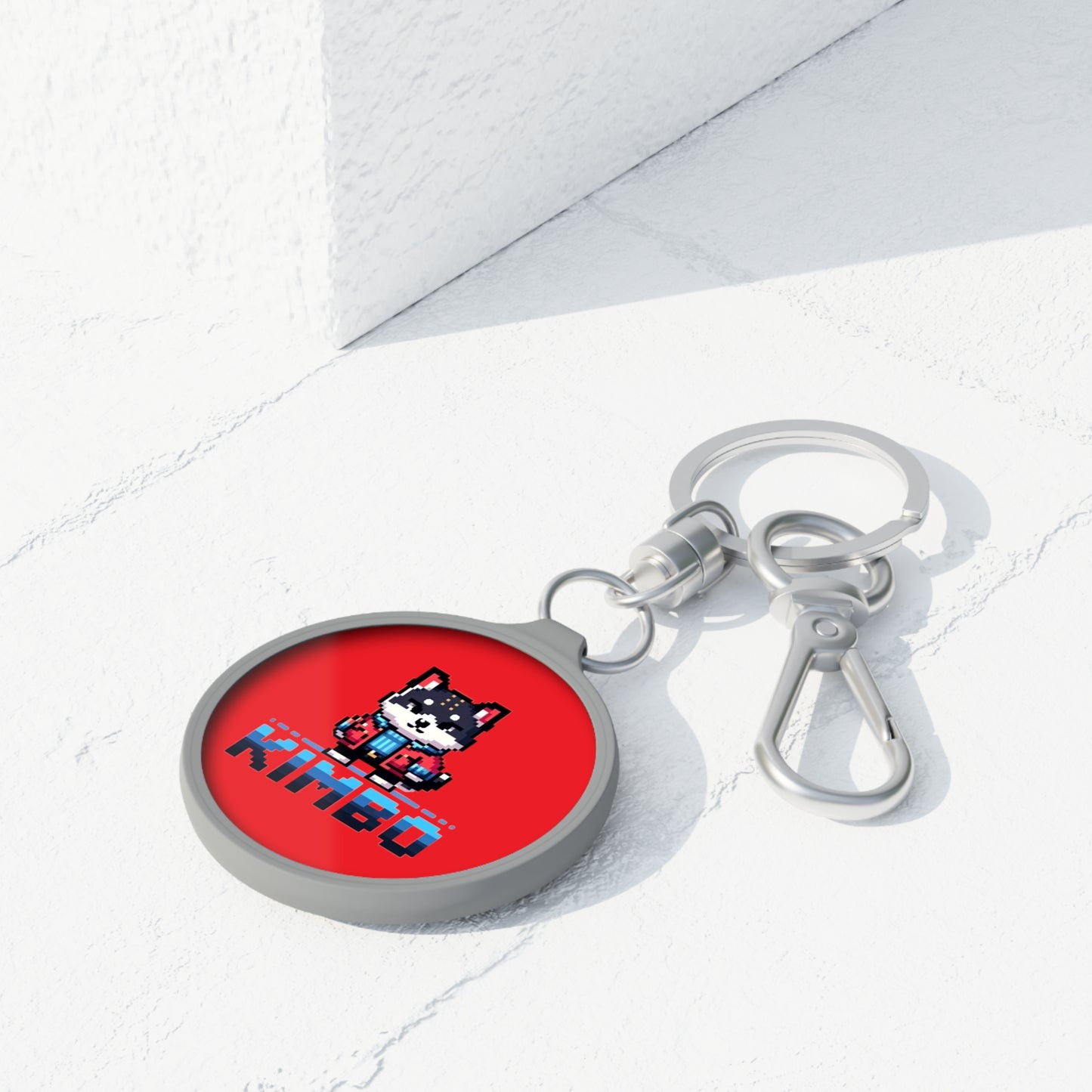 KIMBO Keyring Tag COQ INU 0x420 Red back ground #KIMBO Blue By Nifty