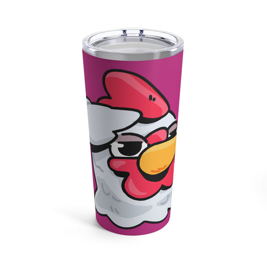 Gravy Fan Art Tumbler 20oz COQ Salute Head (0x420 Shop) on Hot Pink Background