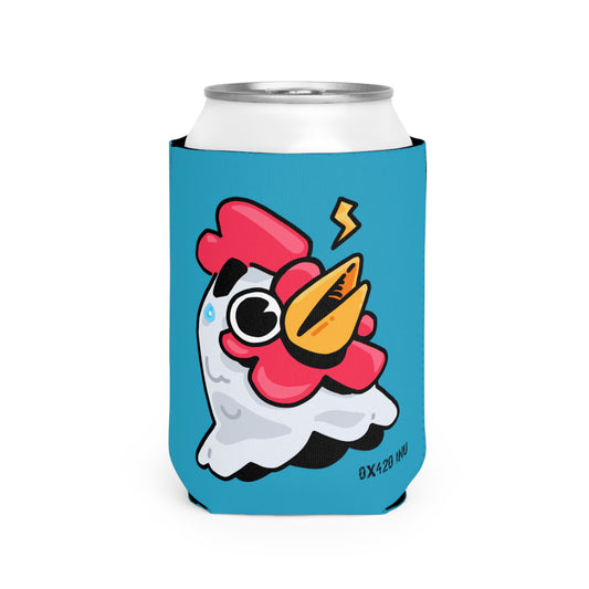 Turquoise Can Cooler Sleeve Fan Art COQ INU Whistle Head 0x420 Black Text by Gravy