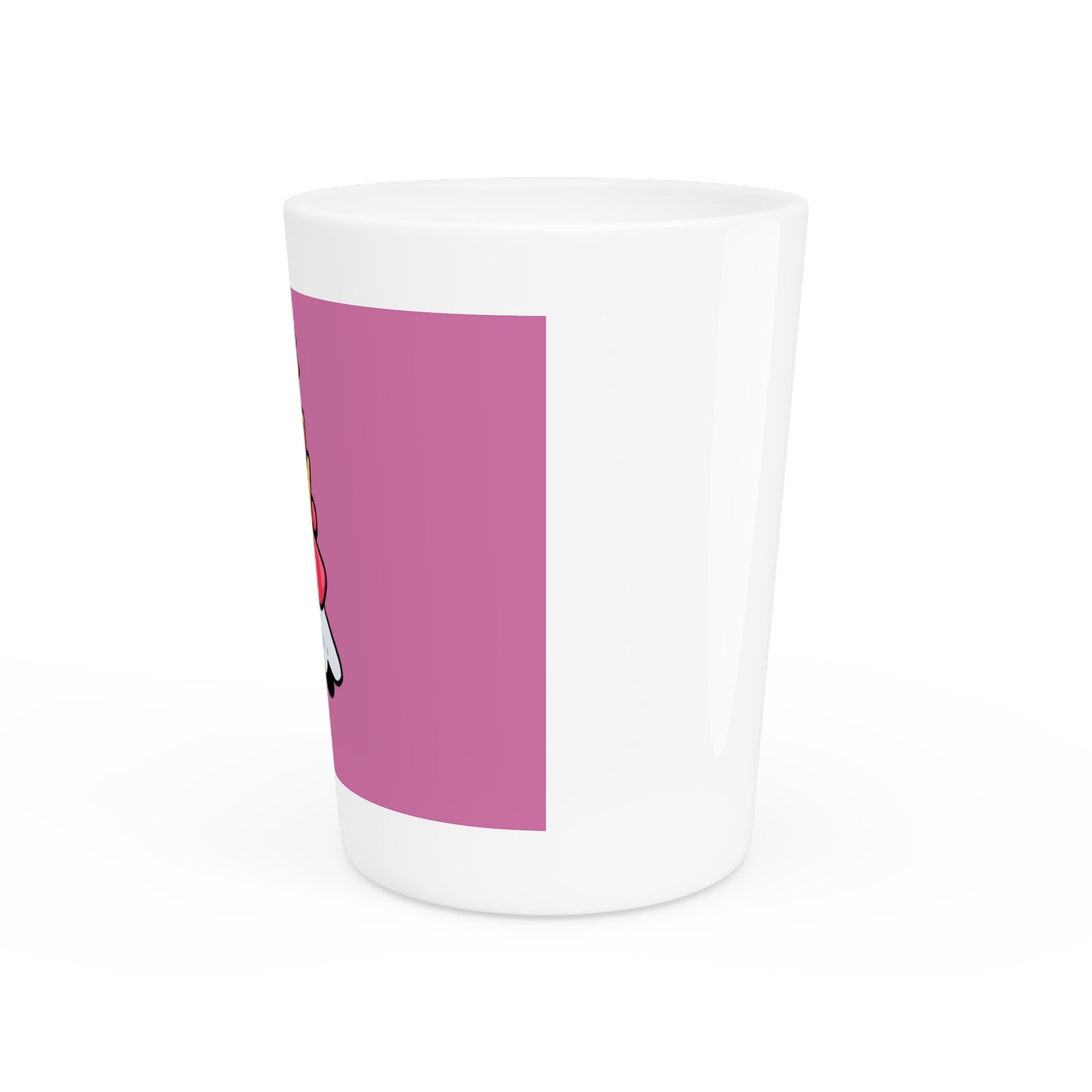 Gravy Fan Art Shot Glass Fan Art COQ Whistle Head on Pink background (0x420 INU Store)