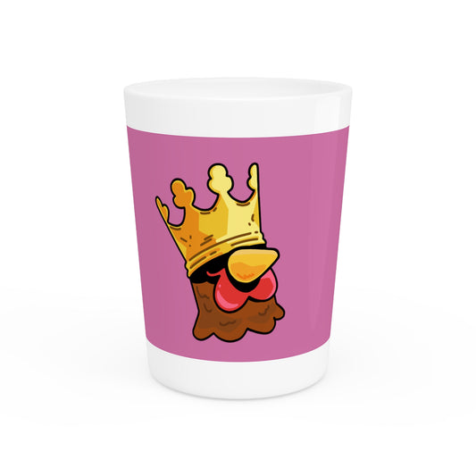 Gravy Fan Art Shot Glass Fan Art COQ Crown Head on Pink background (0x420 INU Store)