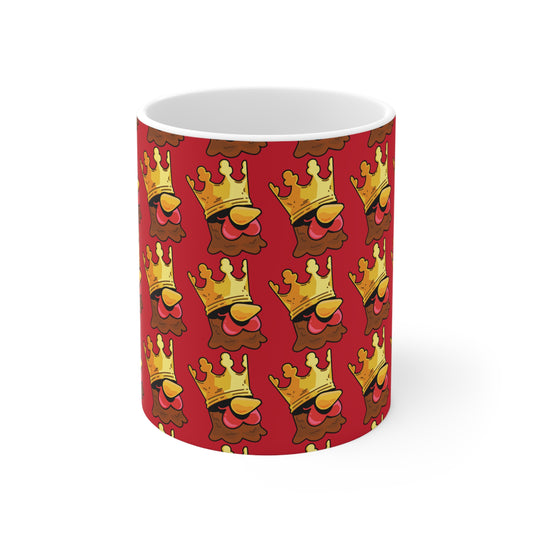 Gravy Crown Head Fan Art with Black Text; COQ INU 0x420 Ceramic Mug Red Print 11oz