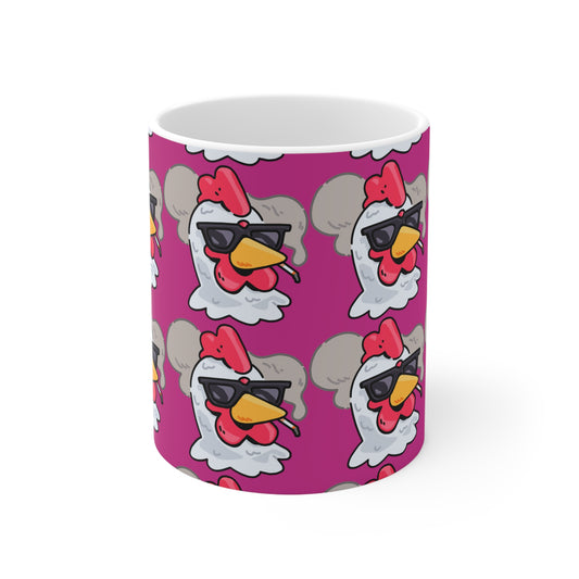 Gravy Smoking Head Fan Art with Black Text; COQ INU 0x420 White Ceramic Mug Hot Pink Print 11oz