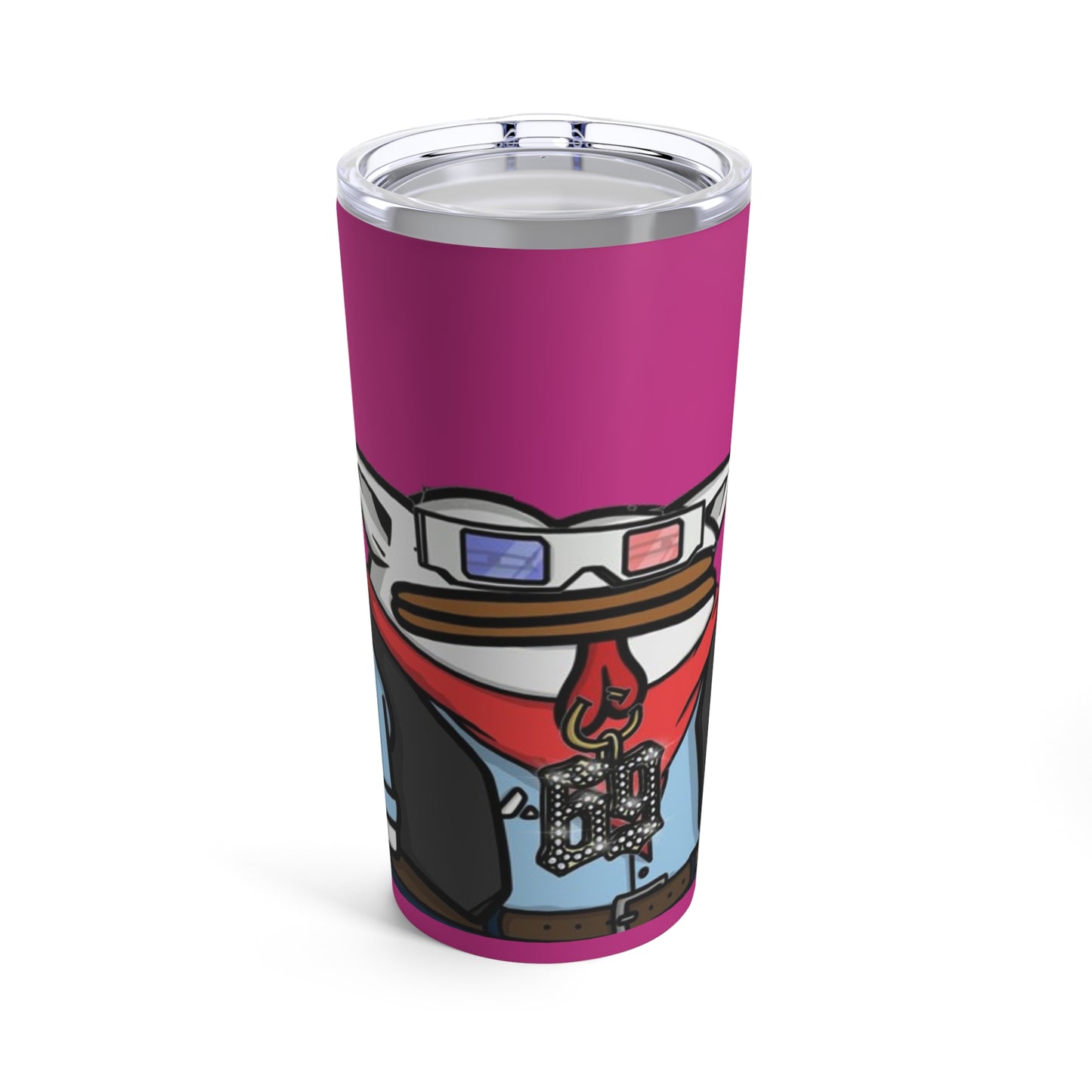 Pepe Portraits Tumbler 20oz COQ INU (0x420 Shop) on Hot Pink Background # 69 Accessory by Numpty