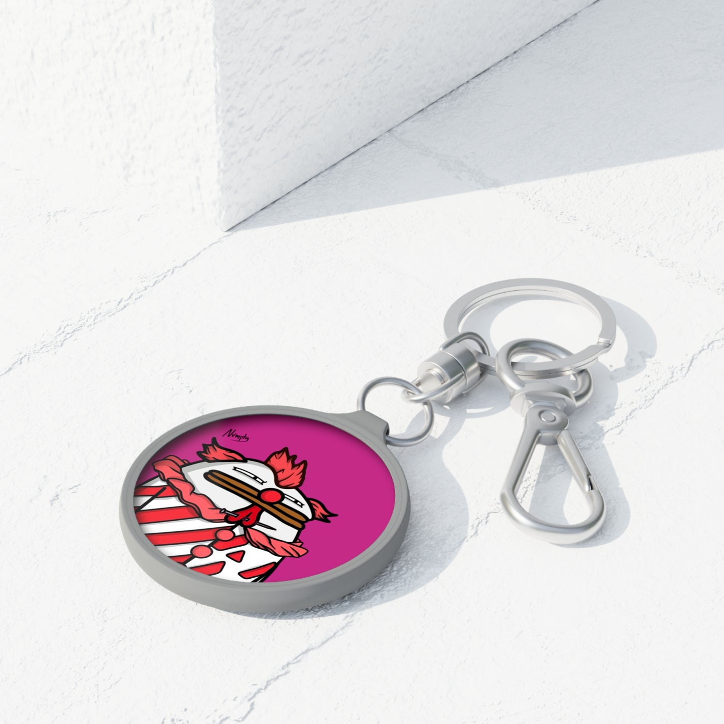 Pepe Portraits Keyring Tag COQ INU 0x420 Hot Pink back ground with Numpty Signature #Clown by Numpty