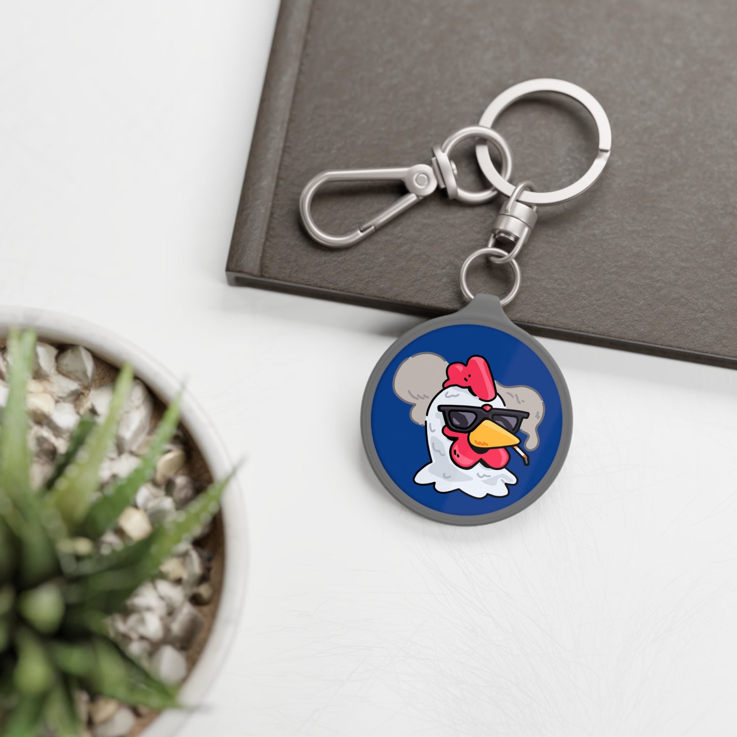 Keyring Tag COQ INU 0x420 Blue back ground COQ Smoking by Gravy