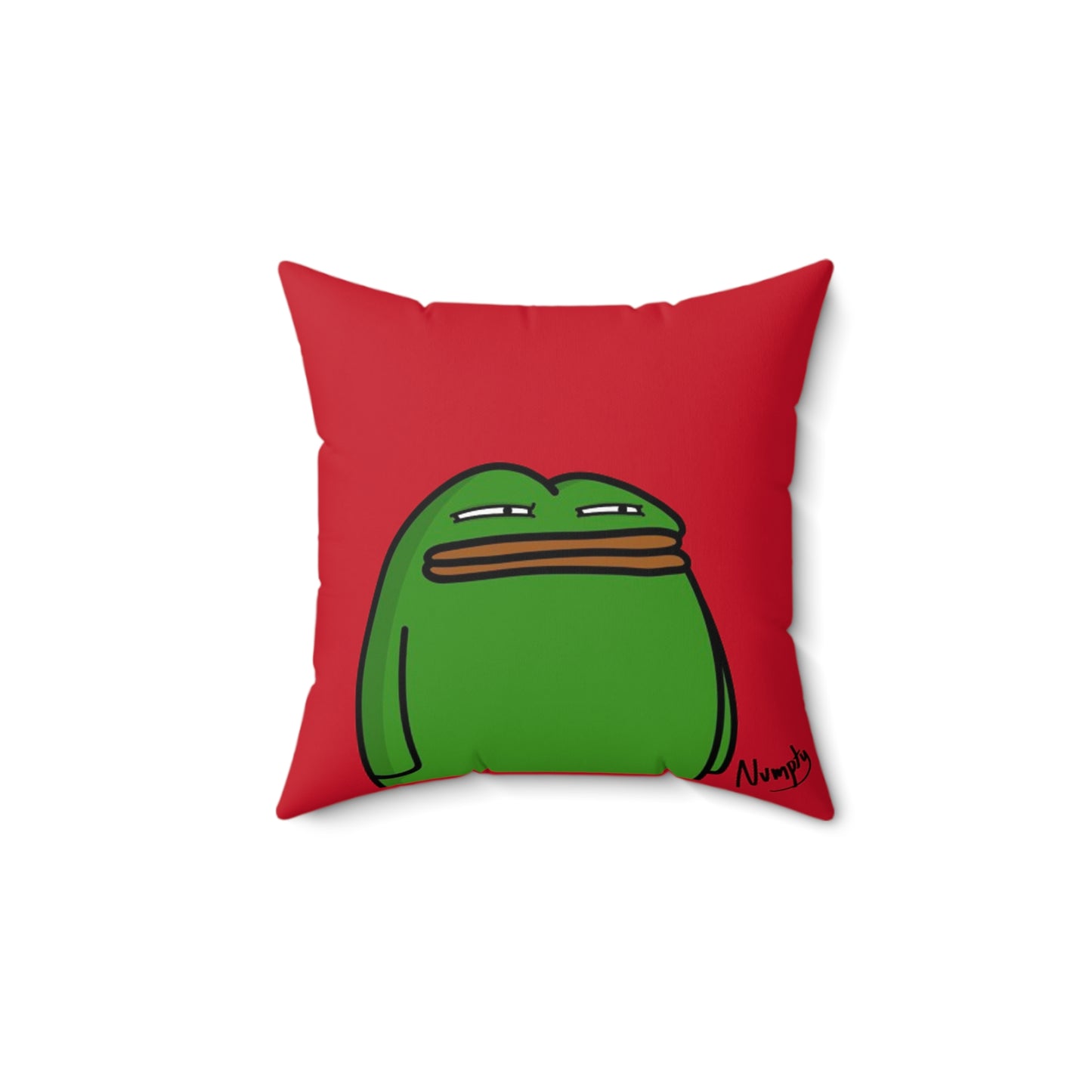 Red Spun Polyester Square Pillow Pepe Portraits signature by Numpty (COQ INU 0x420) #14 by Numpty