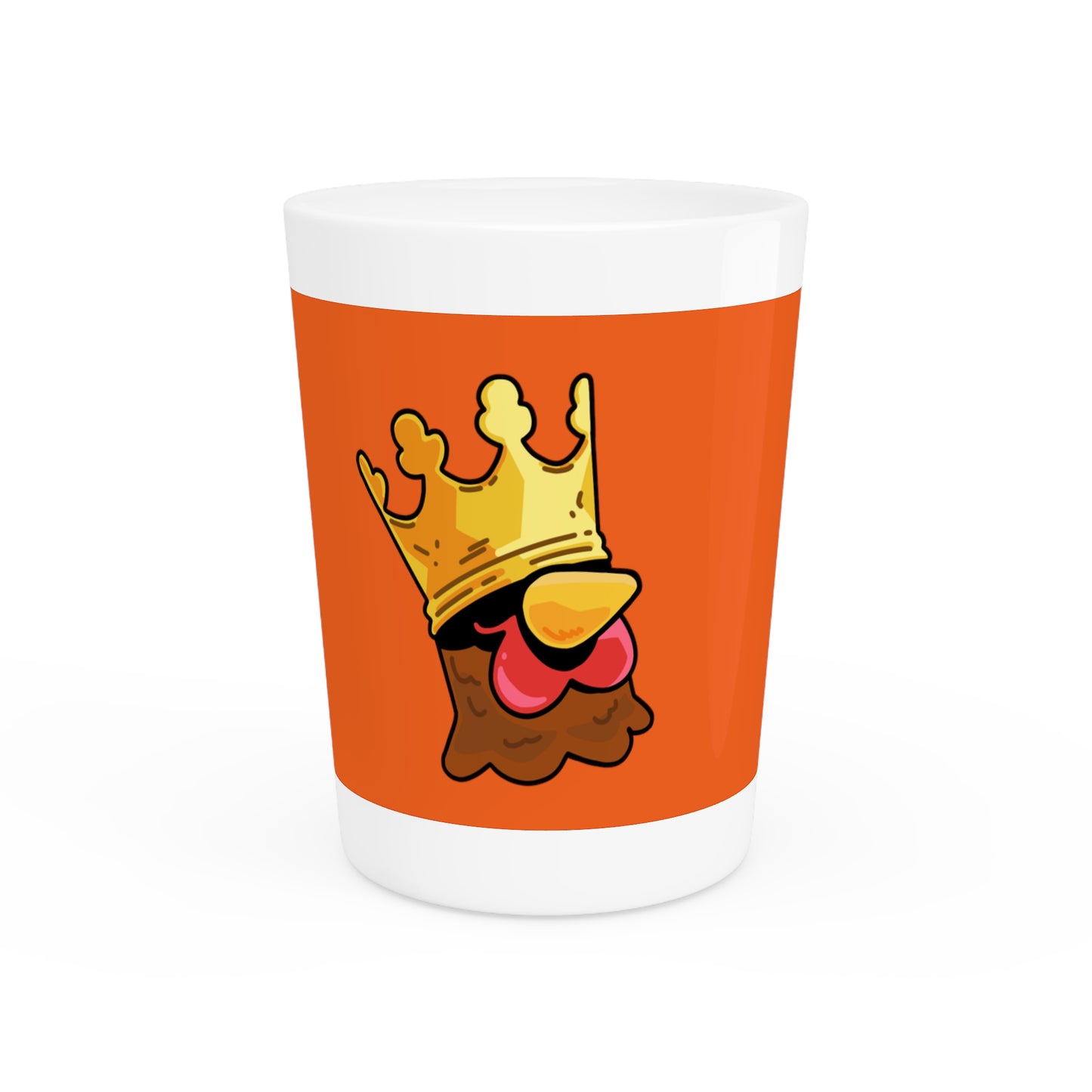 Gravy Fan Art Shot Glass Fan Art COQ Crown Head on Orange background (0x420 INU Store)