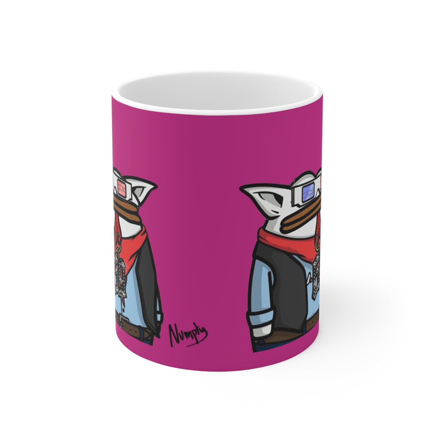 Pepe Portrait Fan Art with Black Numpty Signature as Text; COQ INU 0x420 Hot Pink Print Ceramic Mug 11oz # 69 Accessory