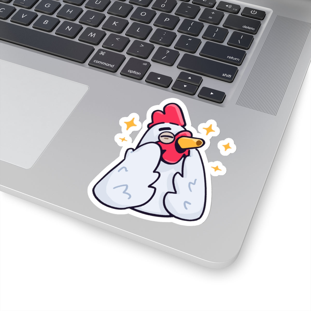 COQ Head Sticker, White Feels Good By Gravy, Funny Chicken (Chikn)