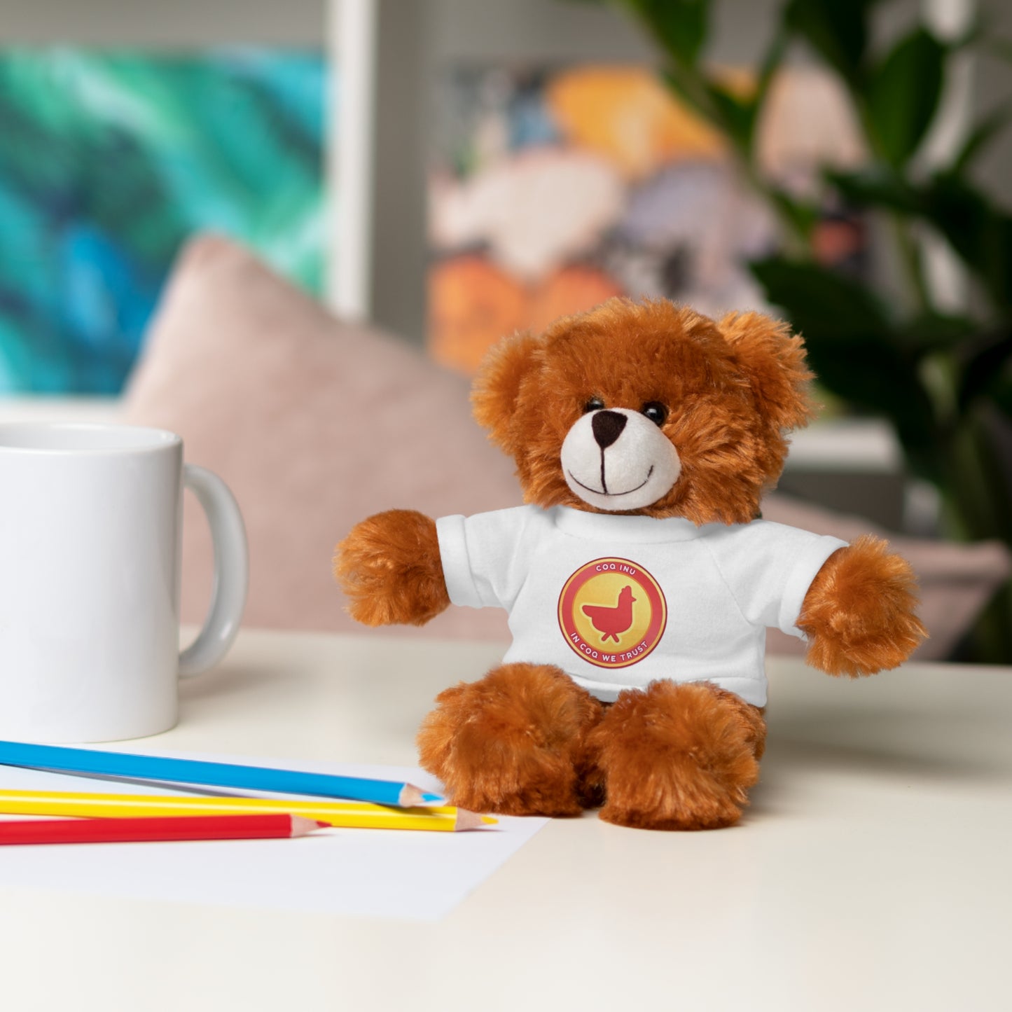 Stuffed Animals with Tee COQ INU Coin Logo print by Nifty