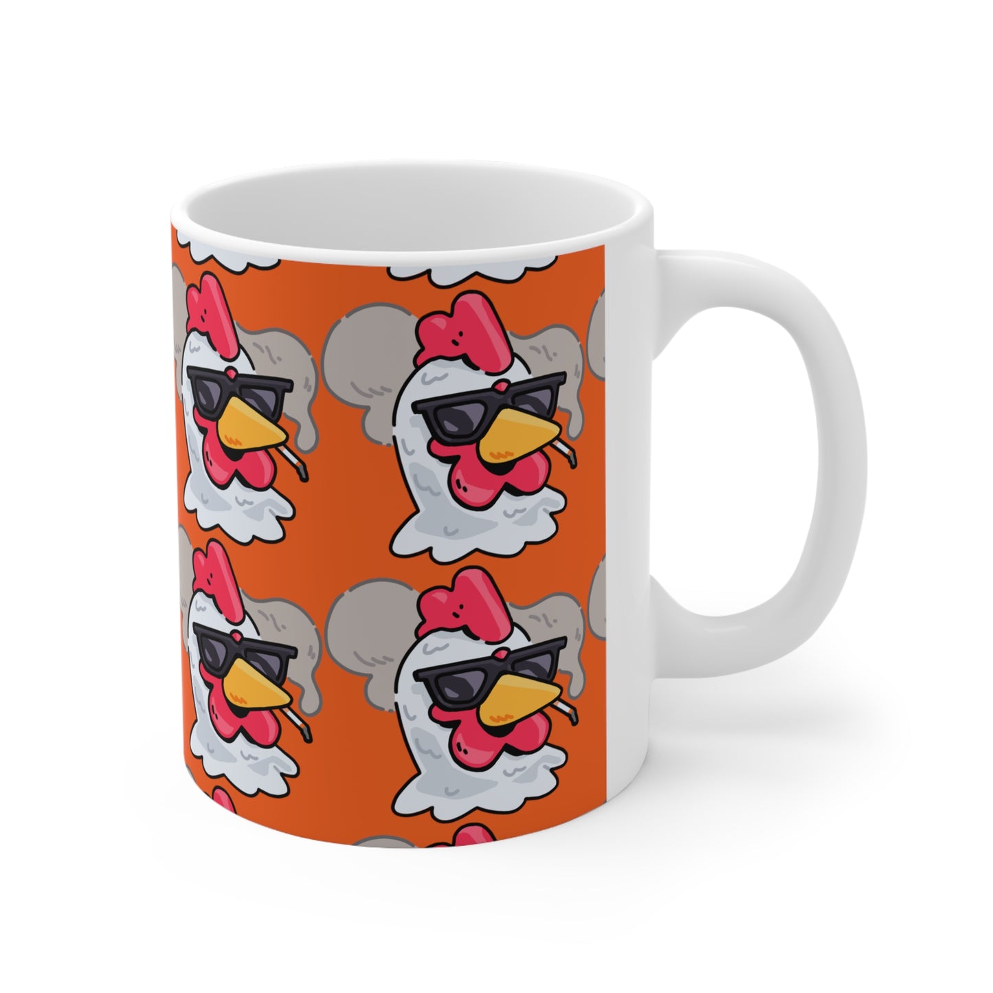 Smoking Head Fan Art with Black Text; COQ INU 0x420 White Ceramic Mug Orange Gravy Print 11oz