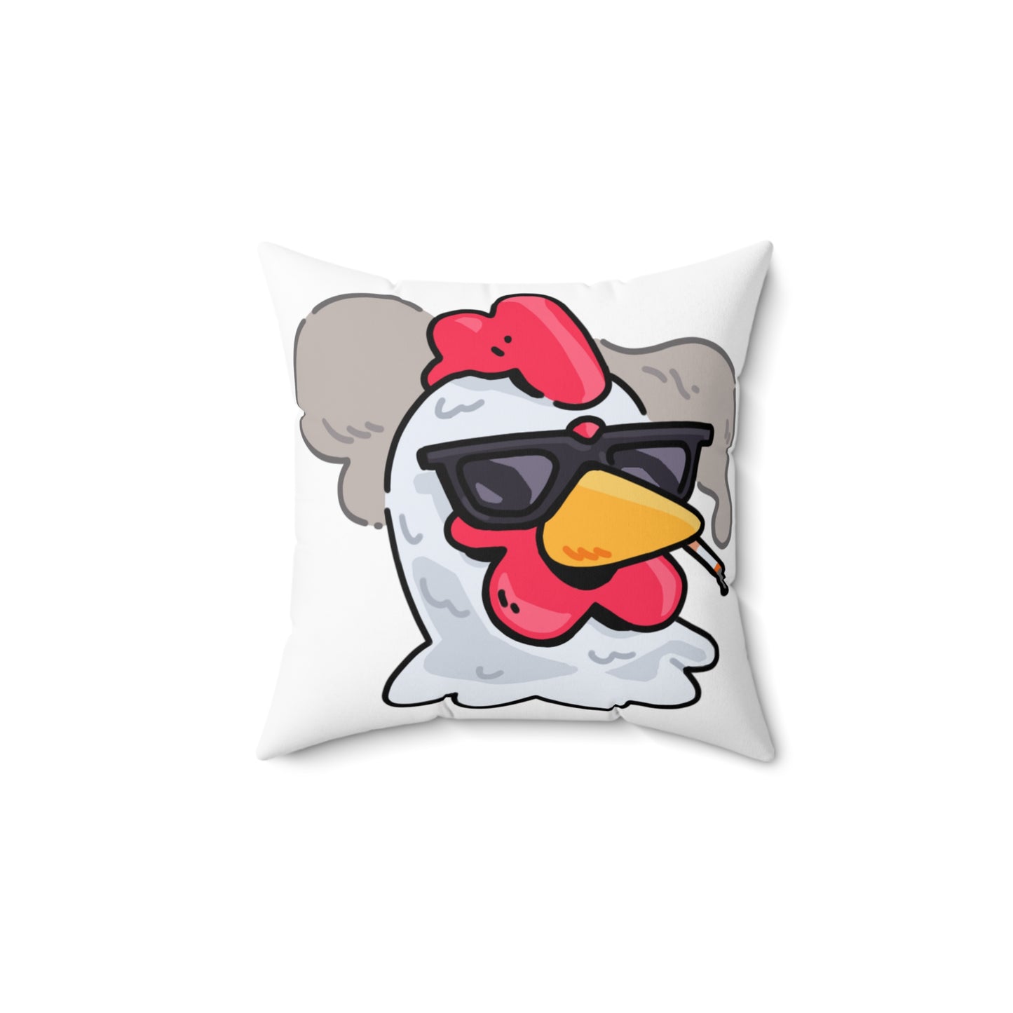 White Spun Polyester Square Pillow COQ INU 0x420 Smoking Head with Navy Text Fan Art by Gravy