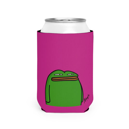 Hot Pink Can Cooler Sleeve COQ INU Pepe Portraits 0x420 Black Text Numpty Signature #14 by Numpty