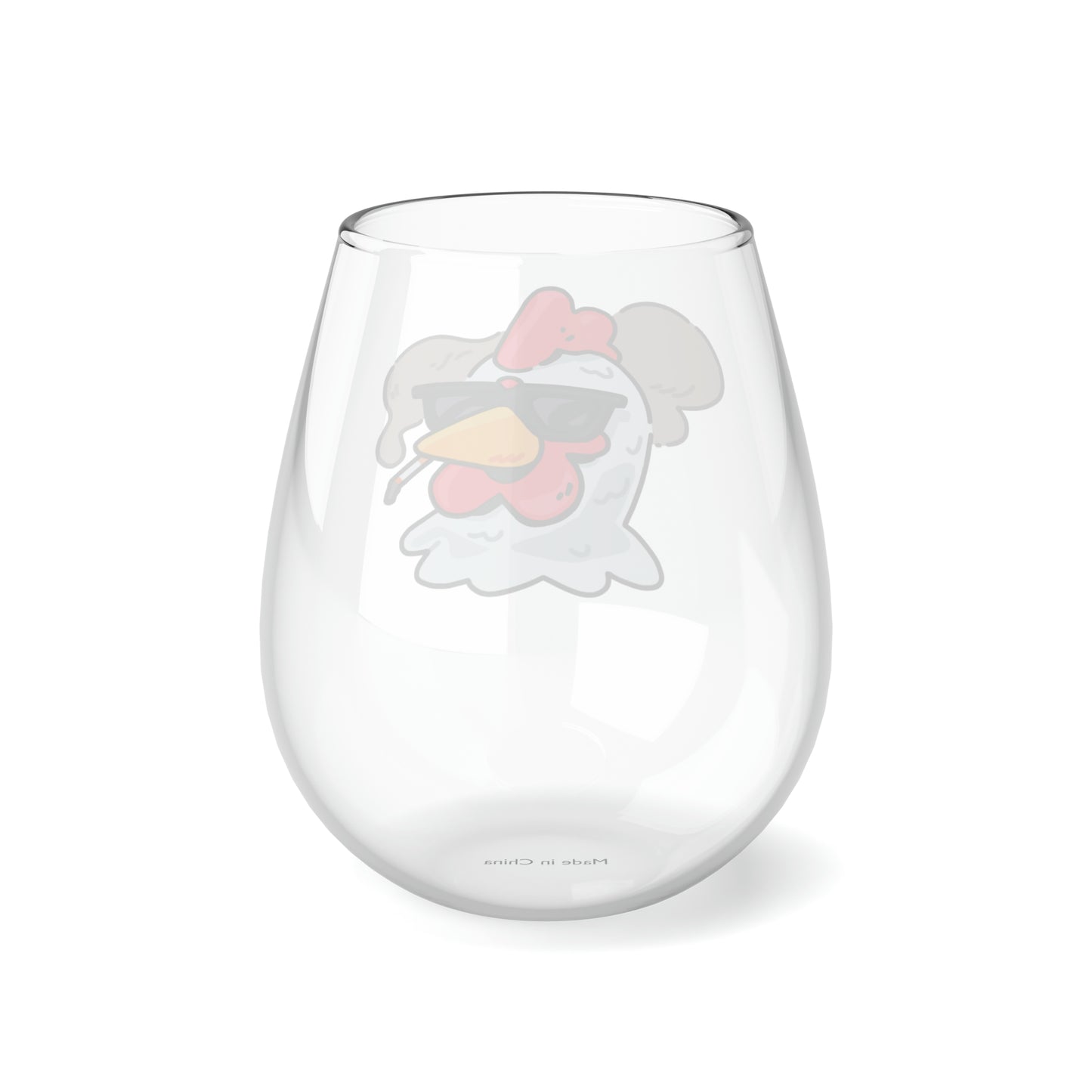 Gravy Fan Art COQ Head Smokers Stemless Wine Glass, 11.75oz, Funny, Chicken