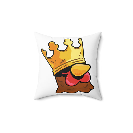 White Spun Polyester Square Pillow COQ INU 0x420 Crown Head with Maroon Text Fan Art by Gravy