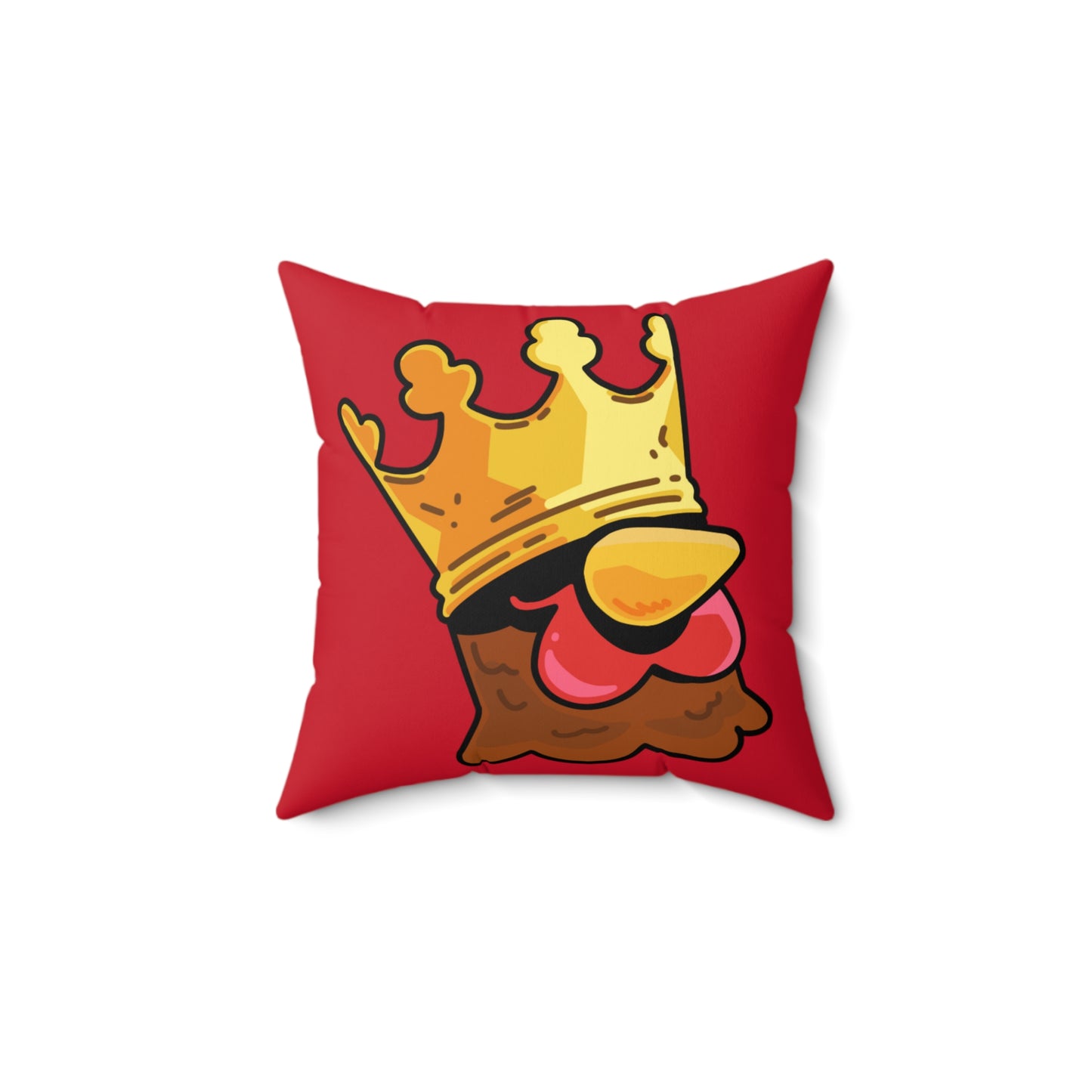 Red Spun Polyester Square Pillow COQ INU 0x420 Crown Head with White Text Fan Art by Gravy