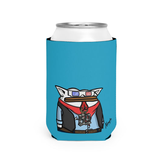 Turquoise Can Cooler Sleeve Pepe Portraits, (COQ INU 0x420) Black Text Numpty Signature # 69 Accessory