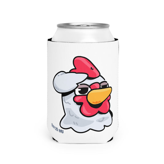 White Can Cooler Sleeve Fan Art COQ INU Salute Head 0x420 Navy Text by Gravy