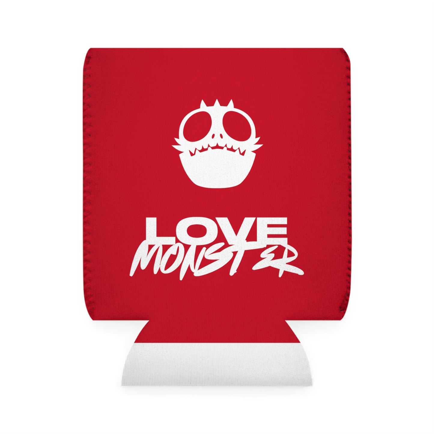 Love Monster Can Cooler Sleeve White Text & White Logo Emblem