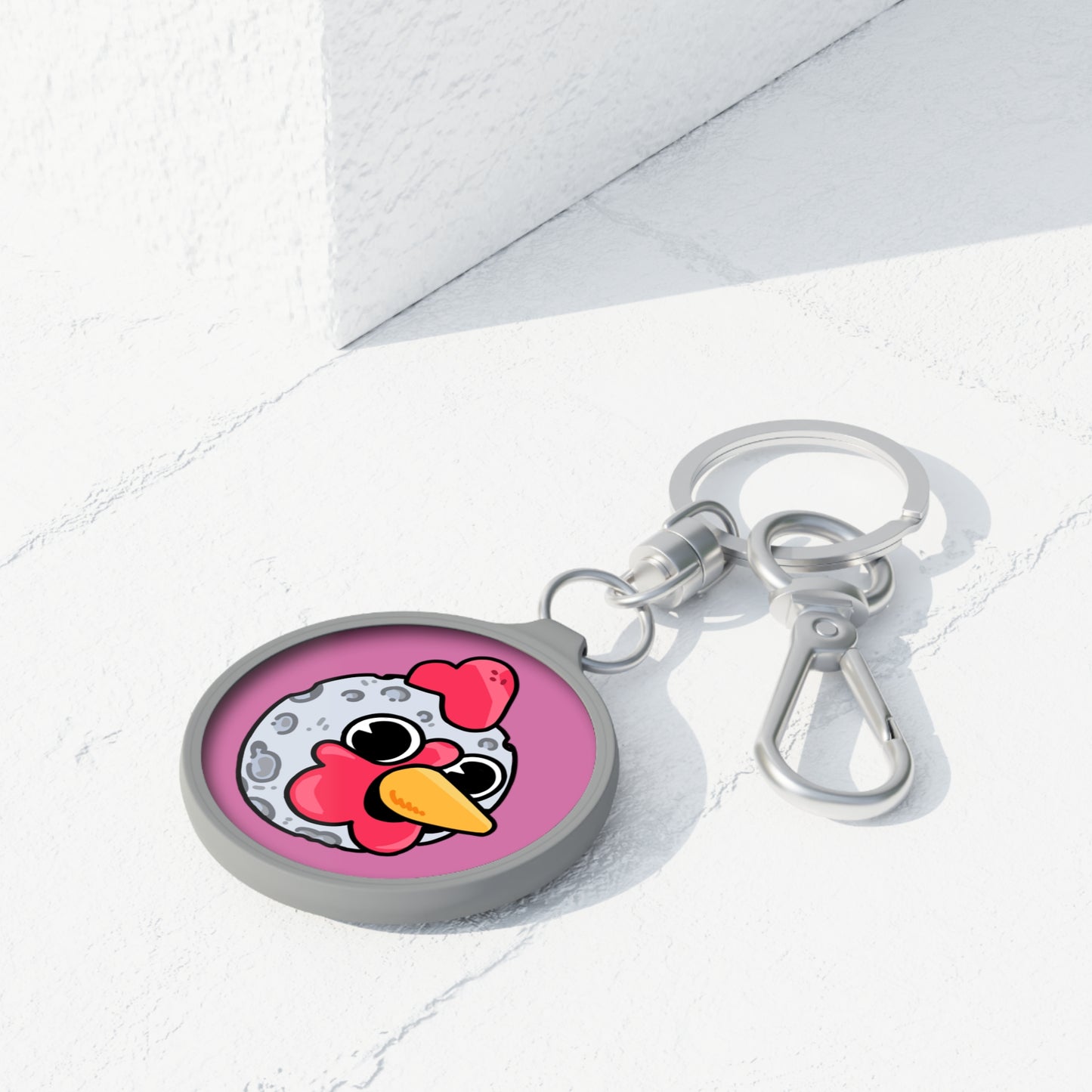 Keyring Tag COQ INU 0x420 Pink back ground COQ Moon by Gravy