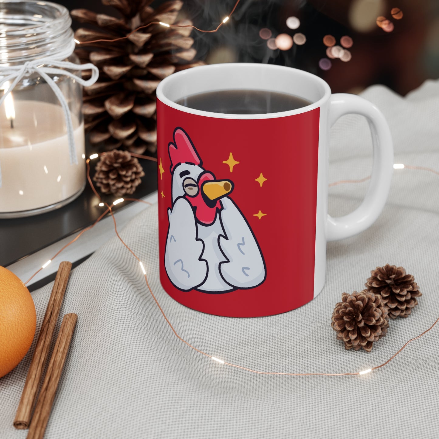 Red Print Ceramic Mug 11oz #Feels Good by Gravy (COQ INU 0x420 shop)