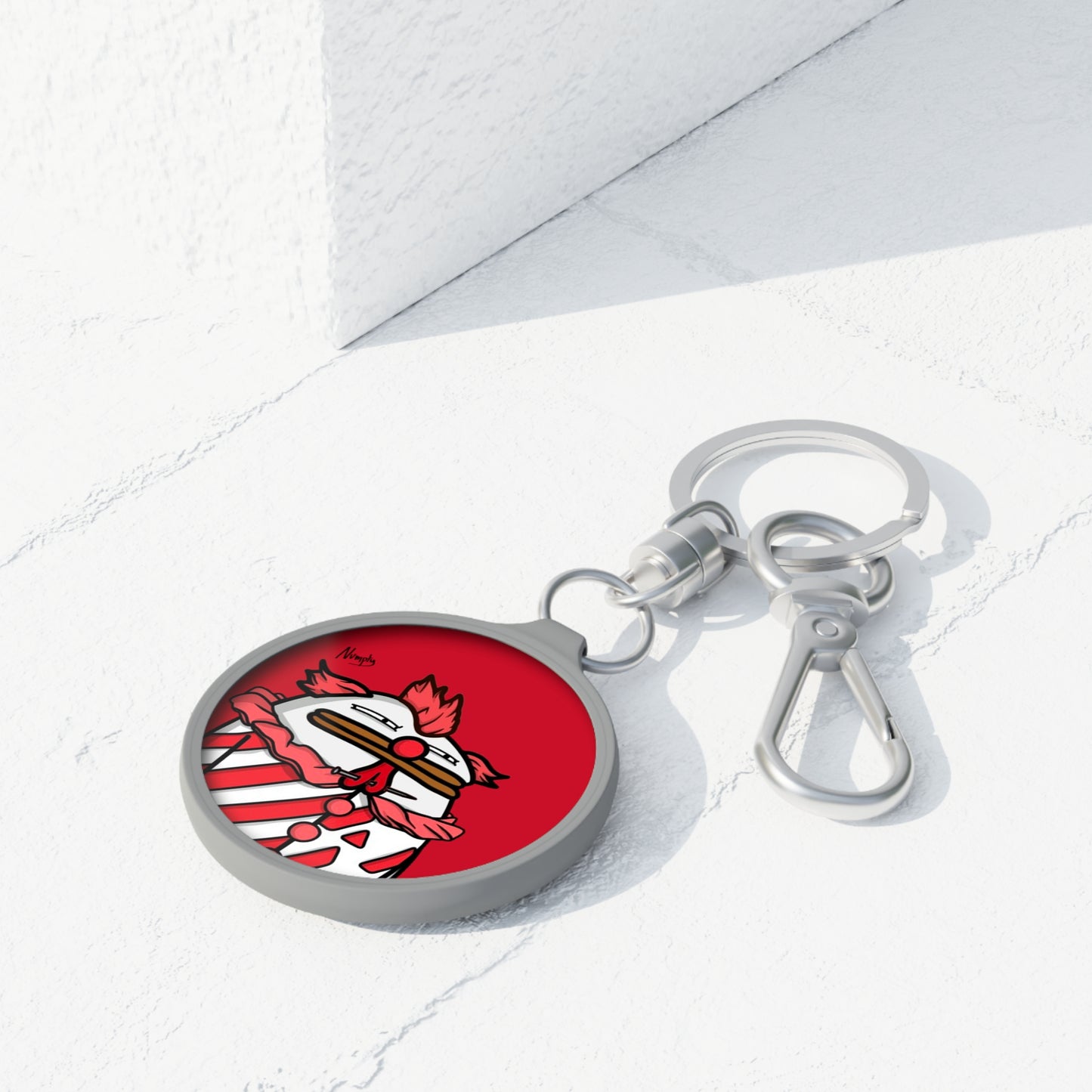 Pepe Portraits Keyring Tag COQ INU 0x420 Red back ground with Numpty Signature #Clown by Numpty