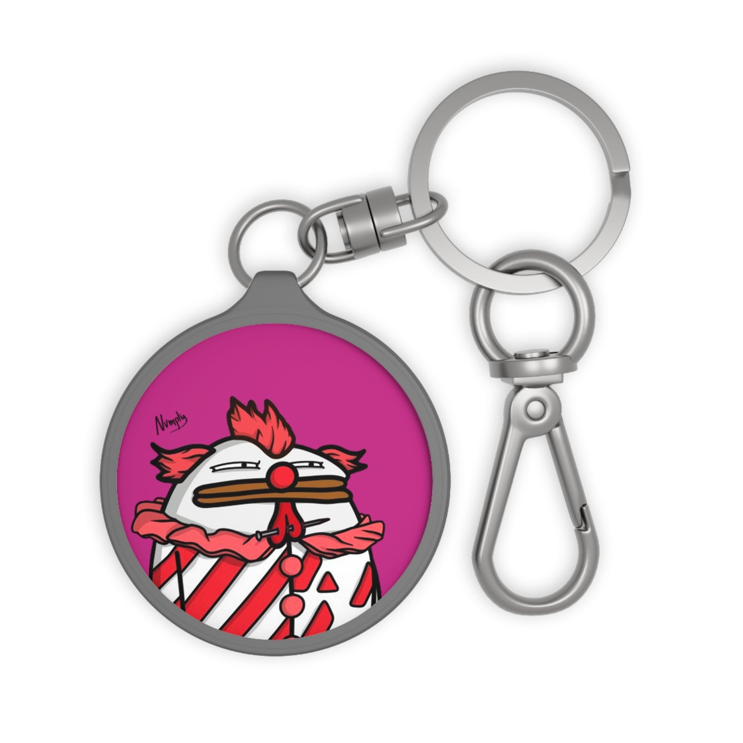 Pepe Portraits Keyring Tag COQ INU 0x420 Hot Pink back ground with Numpty Signature #Clown by Numpty