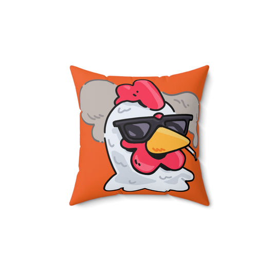 Orange Spun Polyester Square Pillow COQ INU 0x420 Smoking Head with White Text Fan Art by Gravy