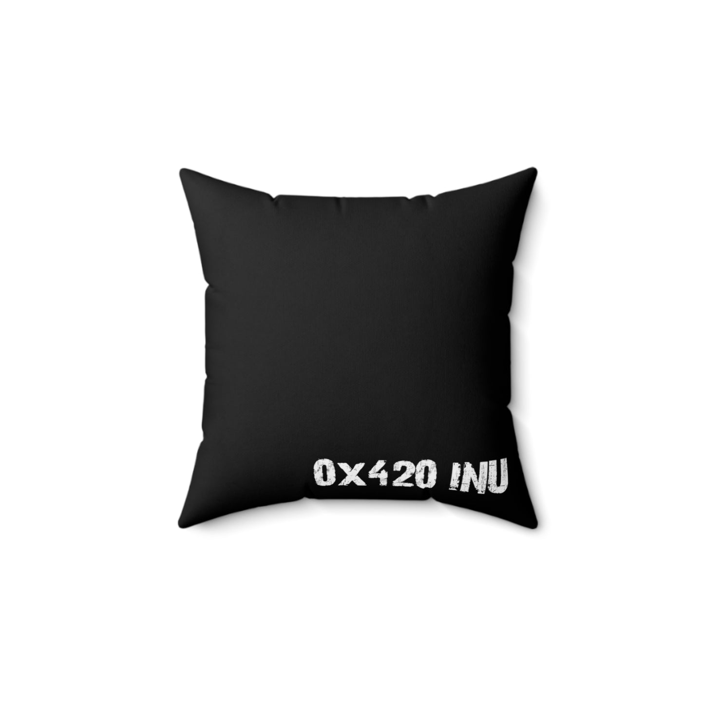 Black Spun Polyester Square Pillow COQ INU 0x420 Crown Head with White Text Fan Art by Gravy