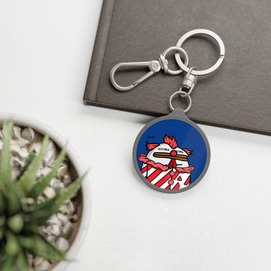 Pepe Portraits Keyring Tag COQ INU 0x420 Navy back ground with Numpty Signature #Clown by Numpty