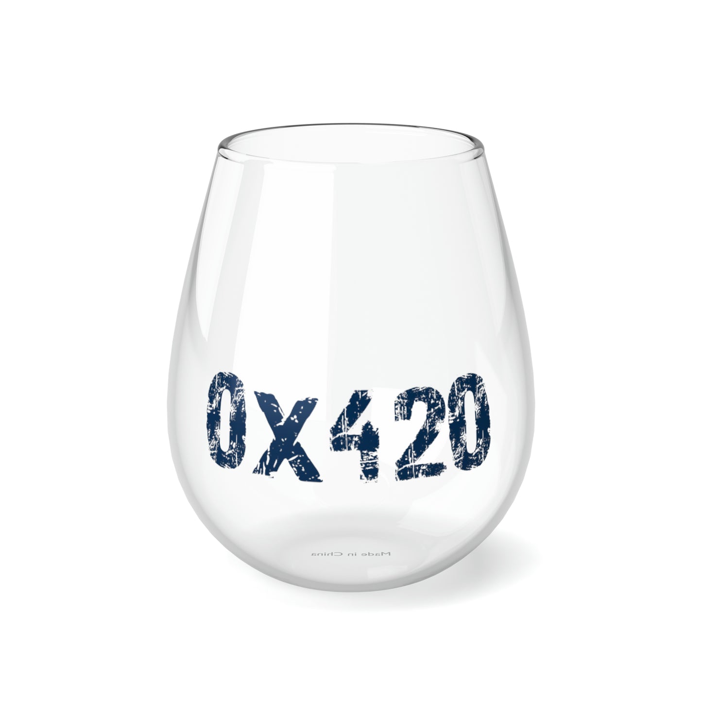 0x420 Navy COQ INU Stemless Wine Glass, 11.75oz by Nifty