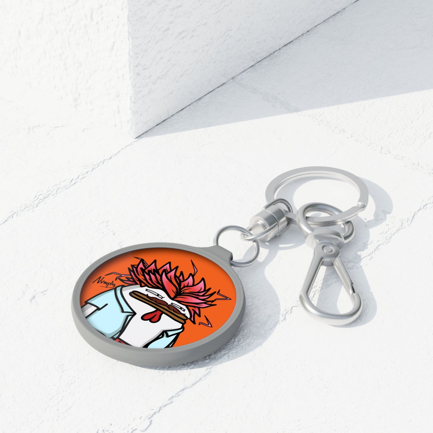 Pepe Portraits Keyring Tag COQ INU 0x420 Orange back ground with Numpty Signature #2720