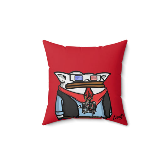 Red Spun Polyester Square Pillow Pepe Portraits signature by Numpty (COQ INU 0x420) # 69 Accessory