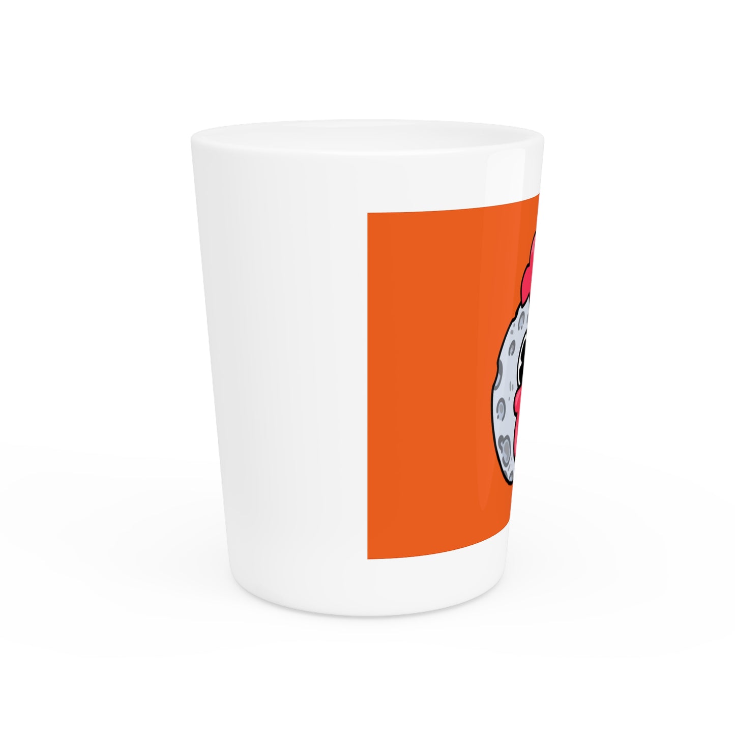 Gravy Fan Art Shot Glass Fan Art COQ Moon Head on Orange background (0x420 INU Store)