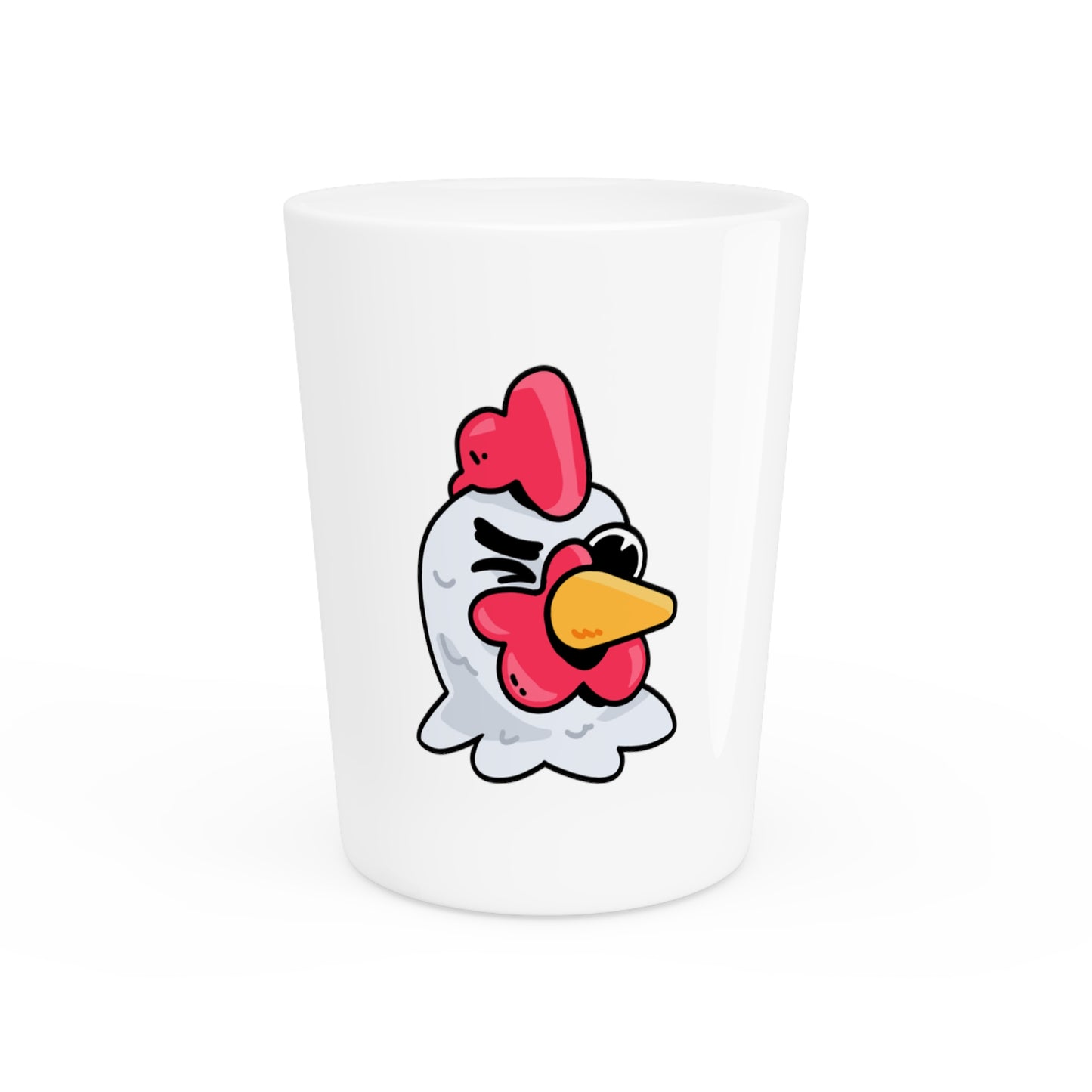 Gravy Fan Art Shot Glass Fan Art COQ Wink Head on White background (0x420 INU Store)