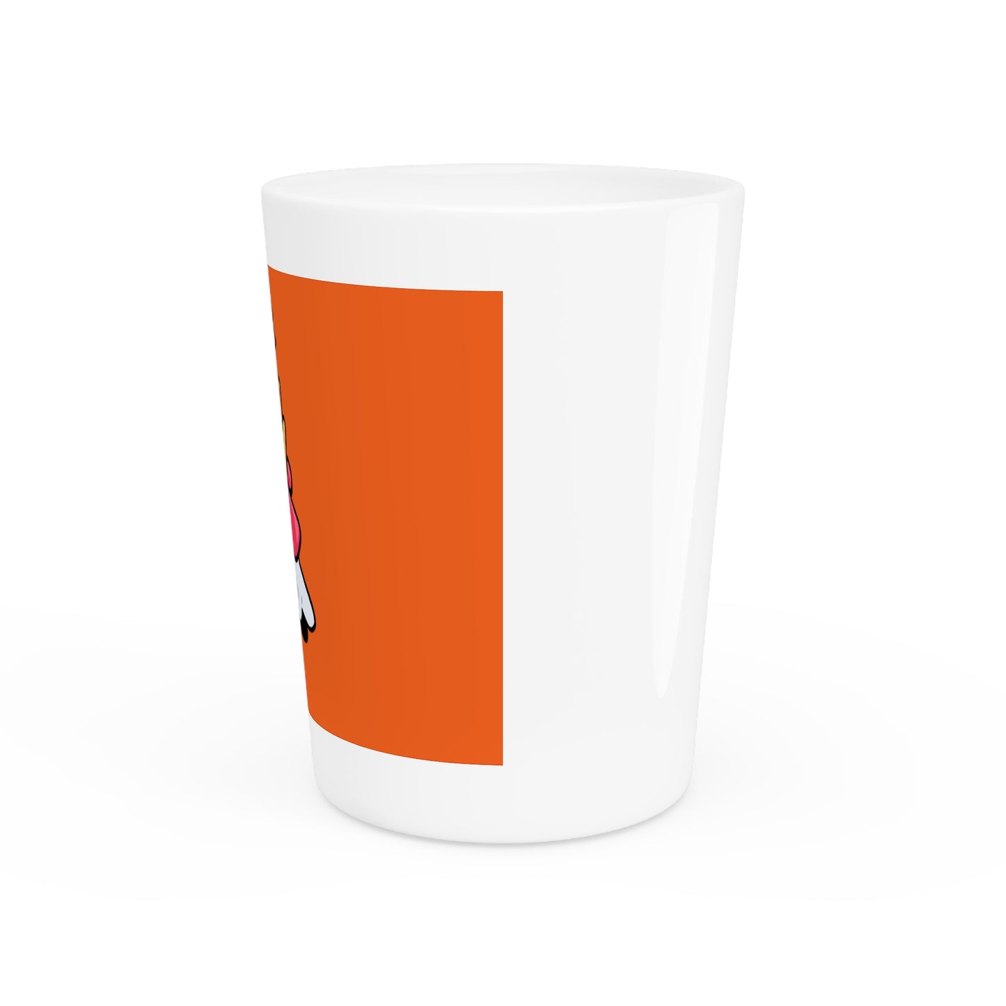 Gravy Fan Art Shot Glass Fan Art COQ Whistle Head on Orange background (0x420 INU Store)