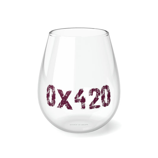 0x420 Purple COQ INU Stemless Wine Glass, 11.75oz by Nifty