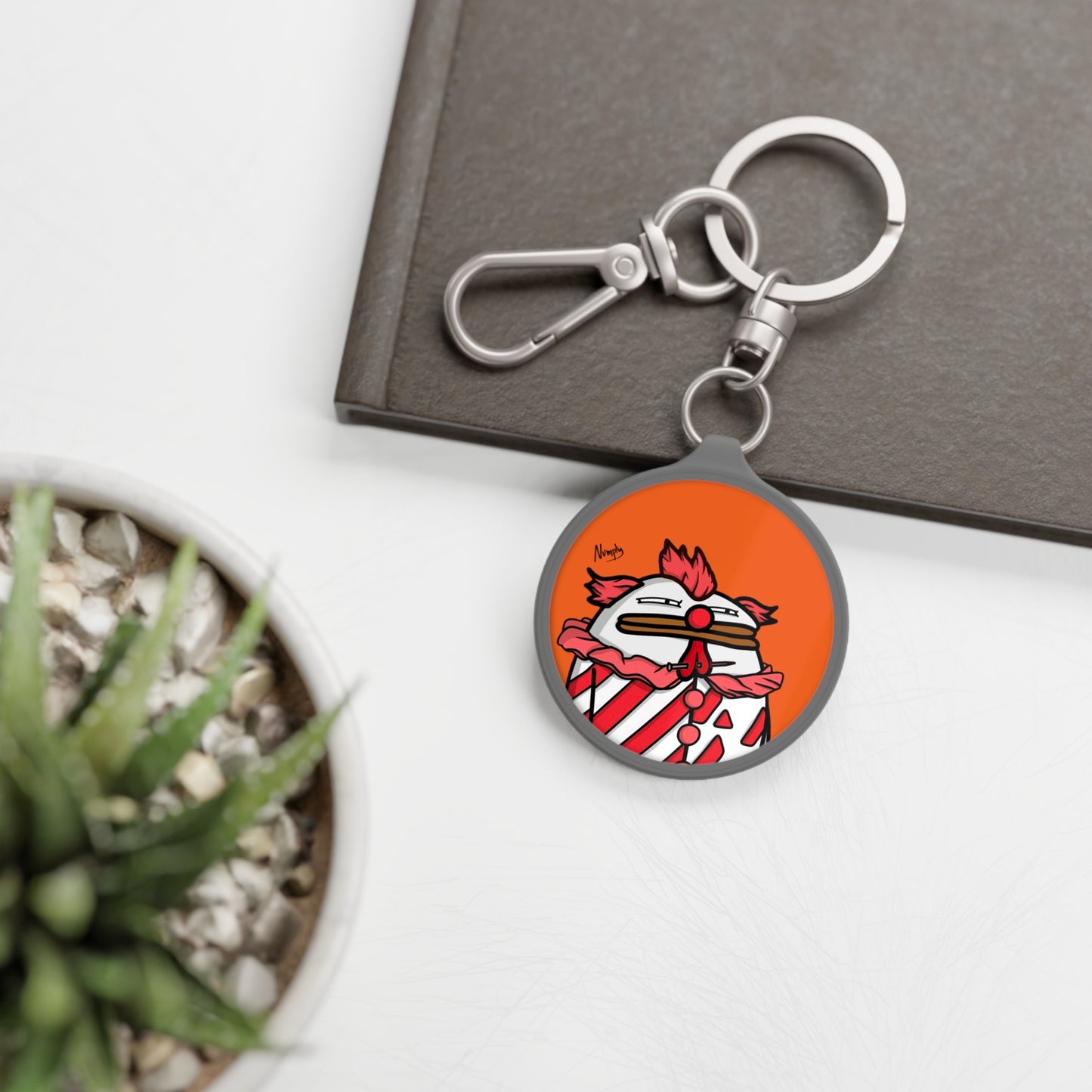 Pepe Portraits Keyring Tag COQ INU 0x420 Orange back ground with Numpty Signature #Clown by Numpty