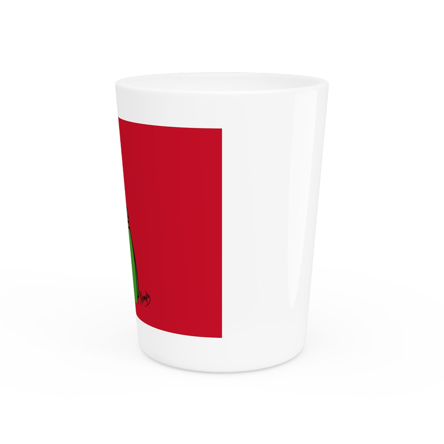 Pepe Portraits Shot Glass on Red background with Black Numpty Text as signature (0x420 INU Store) #14 by Numpty