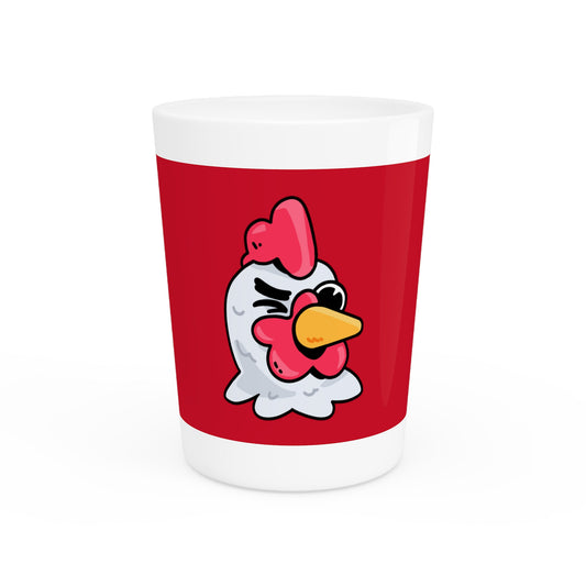 Gravy Fan Art Shot Glass Fan Art COQ Wink Head on Red background (0x420 INU Store)