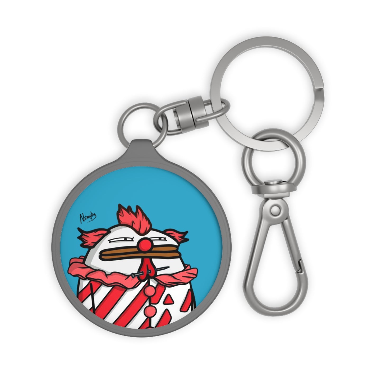 Pepe Portraits Keyring Tag COQ INU 0x420 Turquoise back ground with Numpty Signature #Clown by Numpty