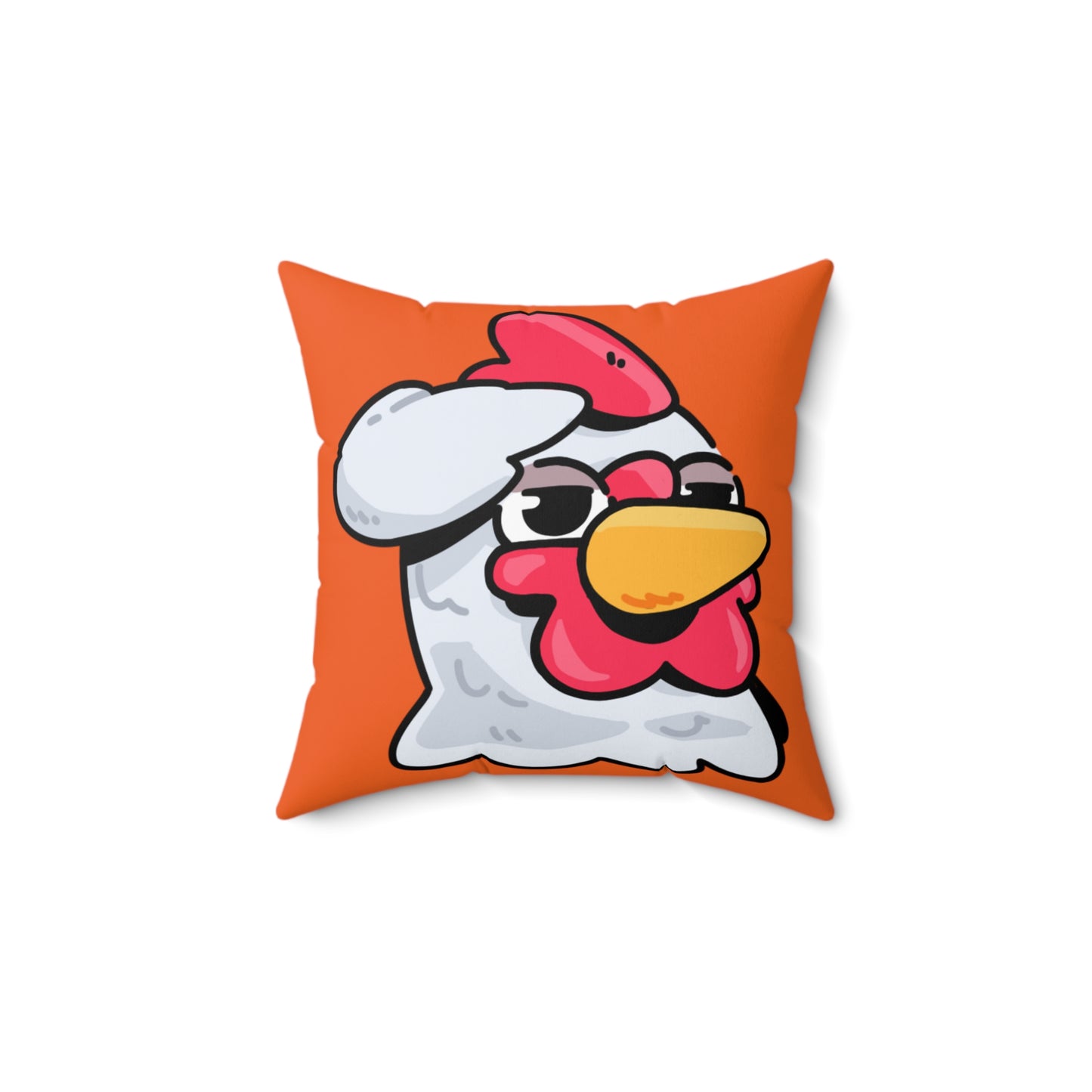 Orange Spun Polyester Square Pillow COQ INU 0x420 Salute Head with White Text Fan Art by Gravy