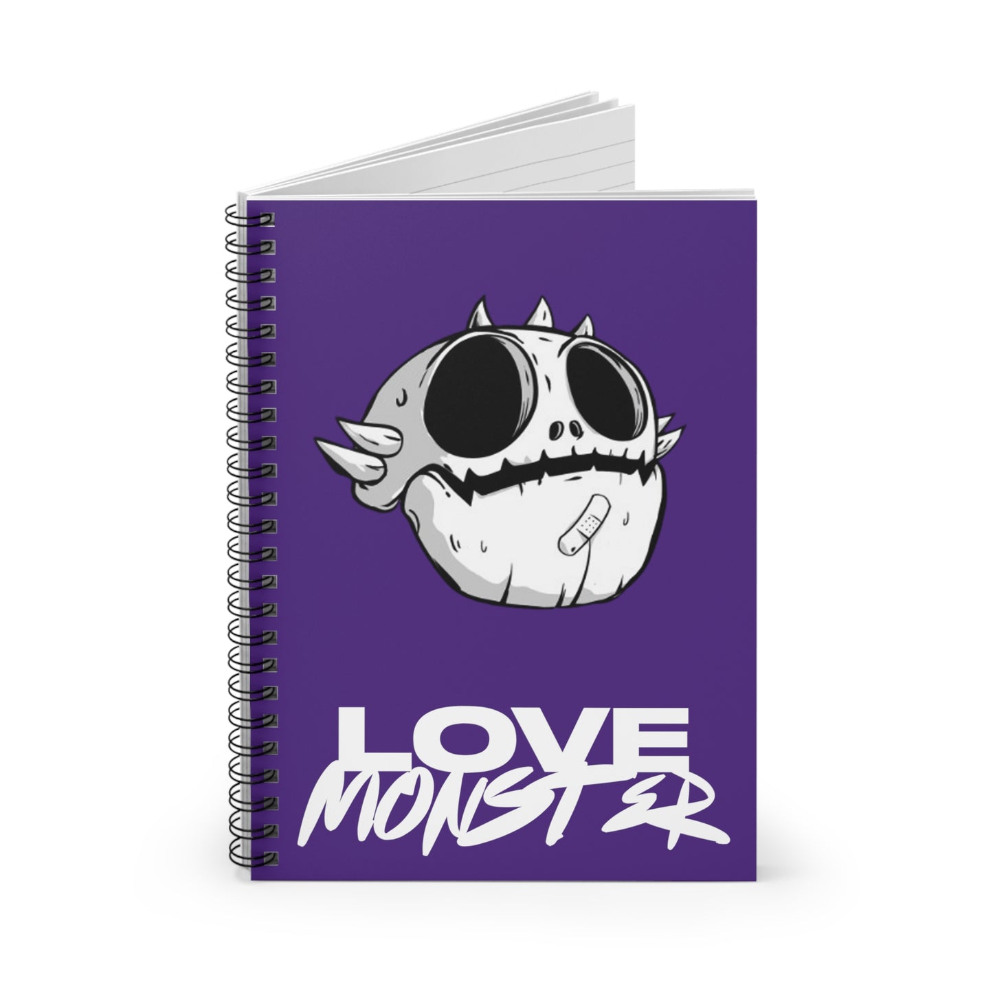 Spiral Notebook - Ruled Line Love Monster Skully White Logo Text