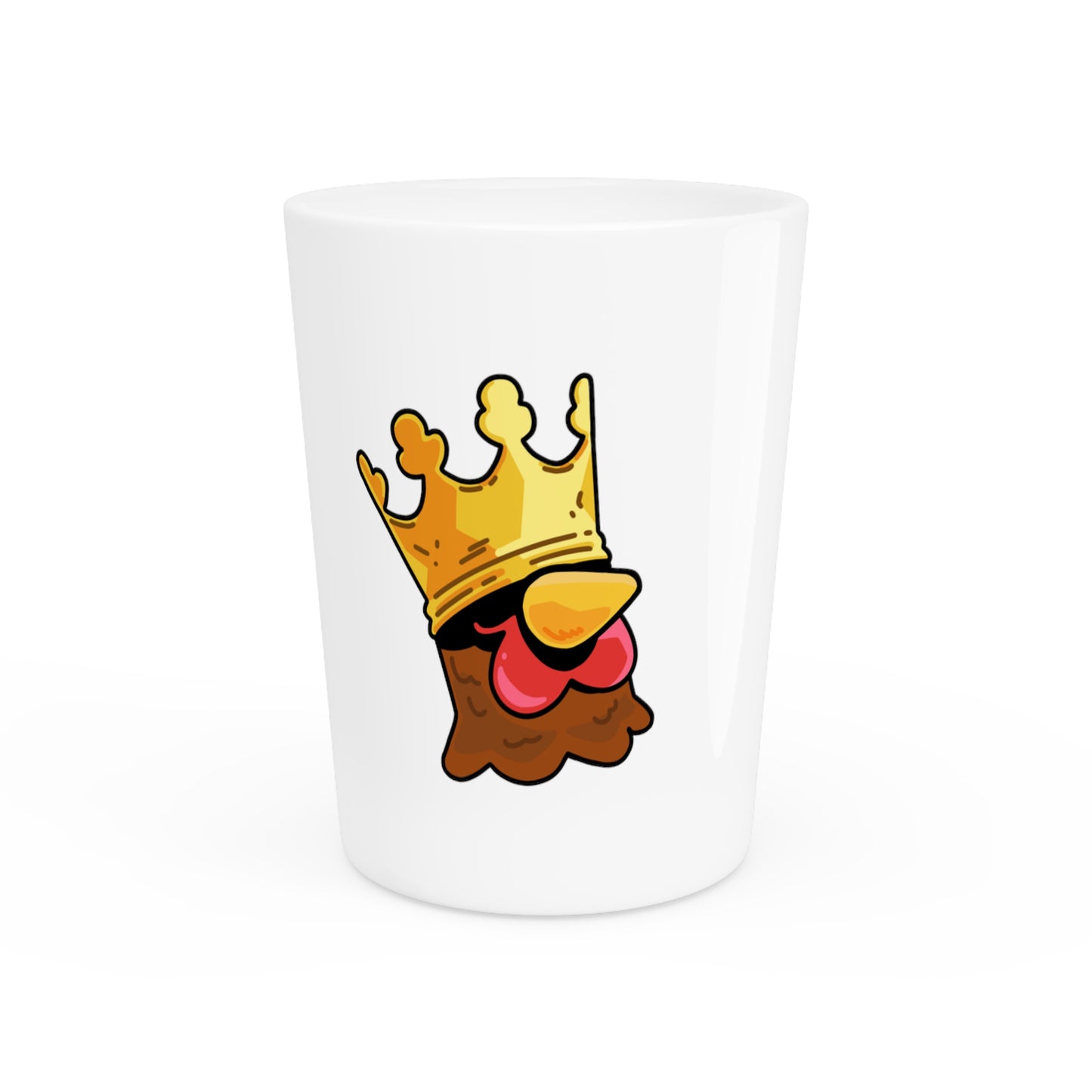 Gravy Fan Art Shot Glass Fan Art COQ Crown Head on White background (0x420 INU Store)