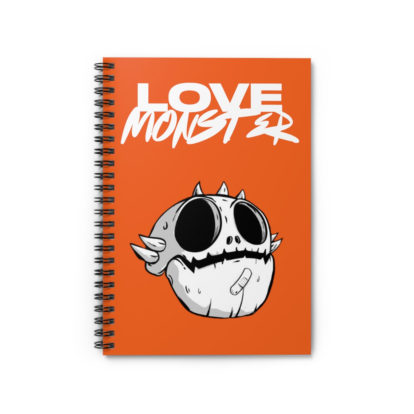 Spiral Notebook - Ruled Line Love Monster Skully Head White Logo Text