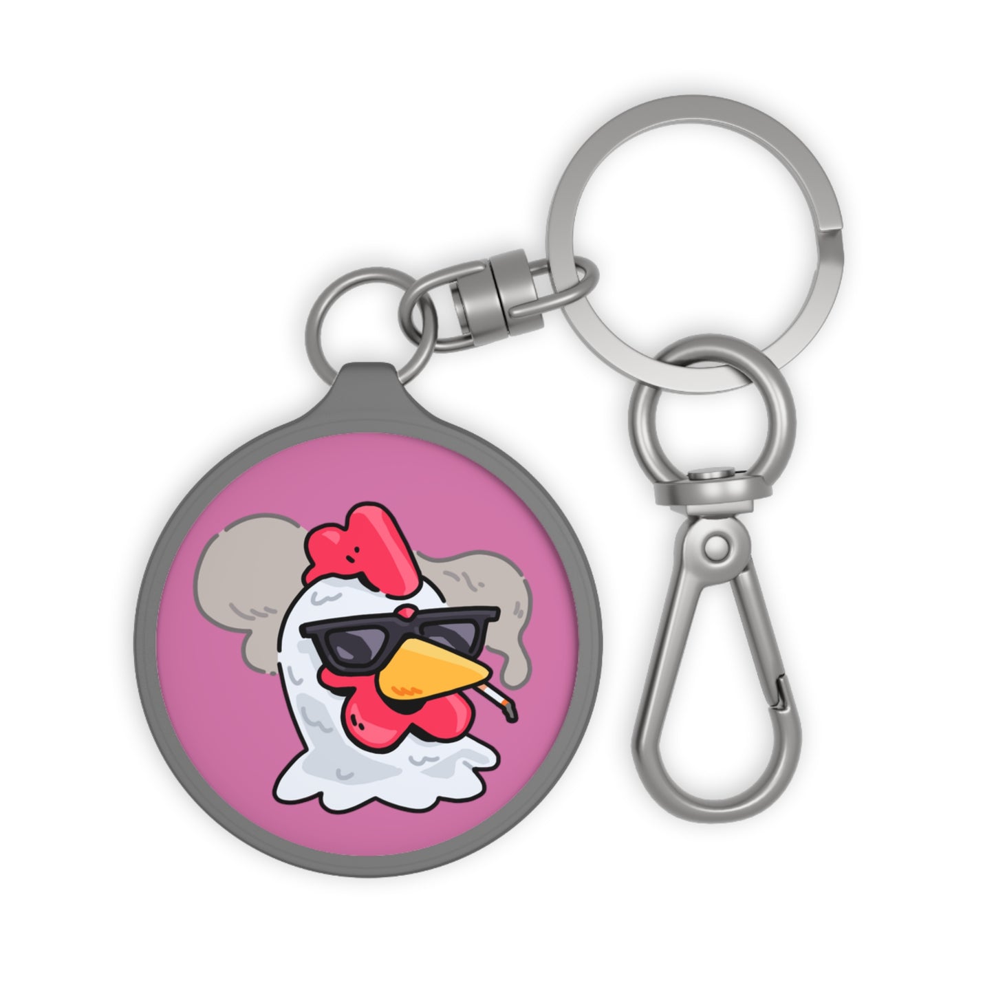 Keyring Tag COQ INU 0x420 Light Pink back ground COQ Smoking by Gravy