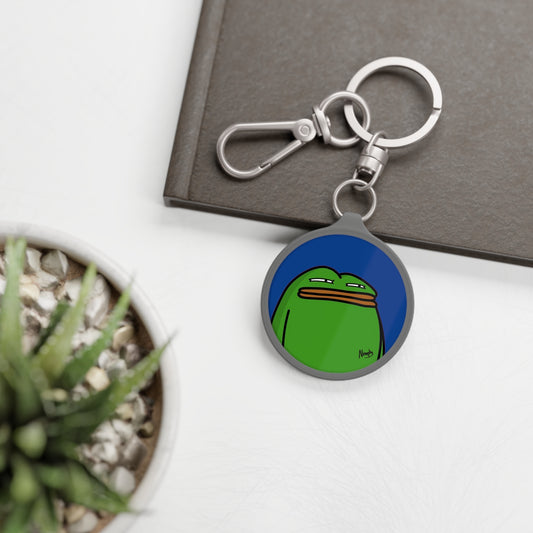 Pepe Portraits Keyring Tag COQ INU 0x420 Navy back ground with Numpty Signature # Green 14 by Numpty